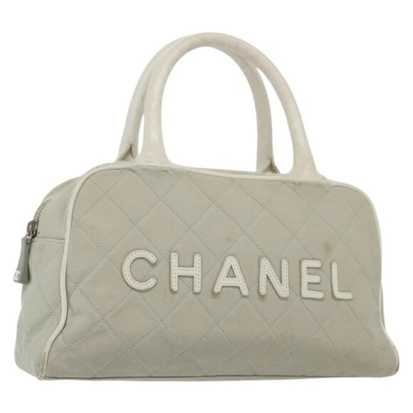 CHANEL Matelasse Sports Hand Bag Canvas Gray Silver CC - Picture 1 of 16